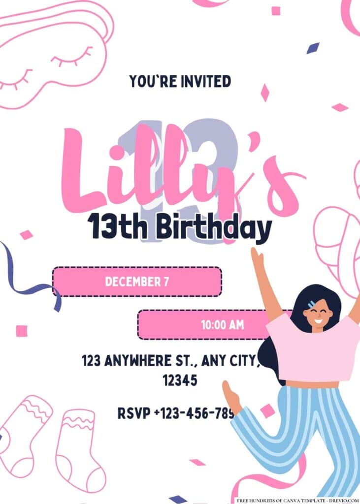 FREE Party Sleepover Birthday Invitations
