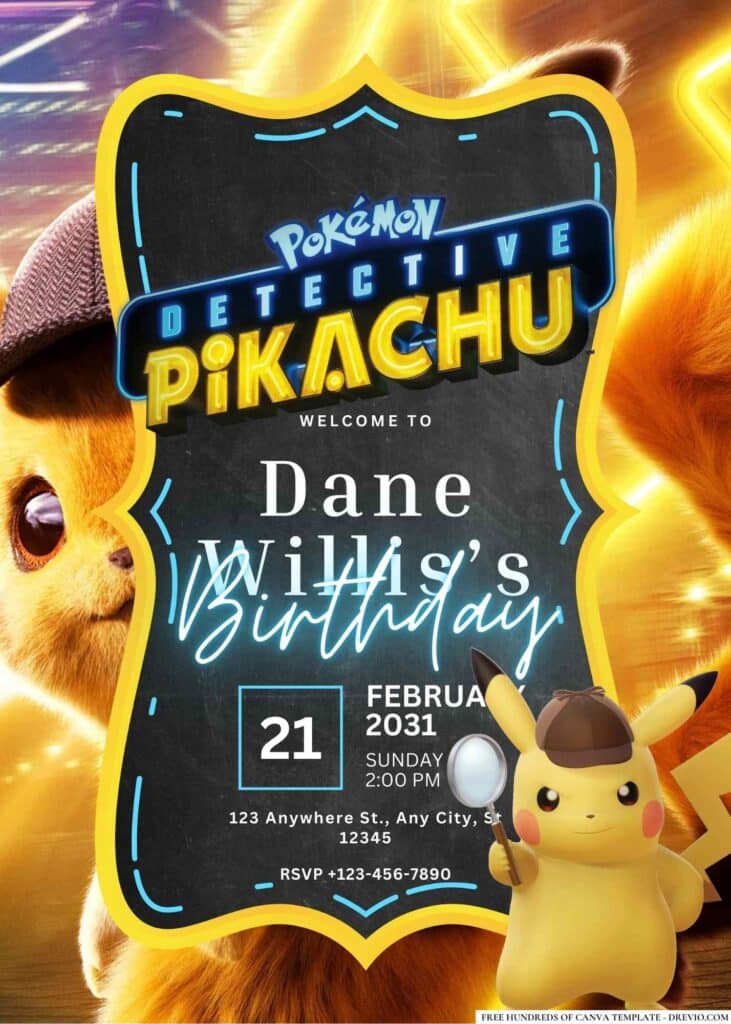 FREE Pikachu Birthday Invitations