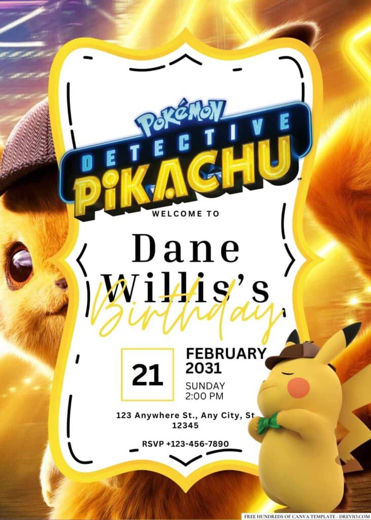 FREE Pikachu Birthday Invitations