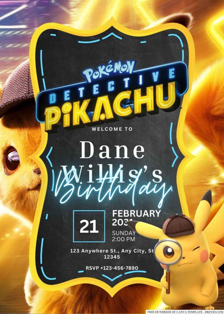 FREE Editable Pikachu Birthday Invitations