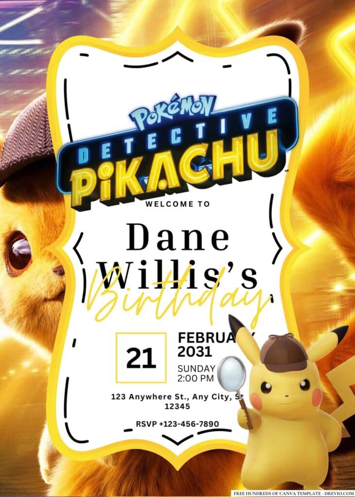 FREE Editable Pikachu Birthday Invitations