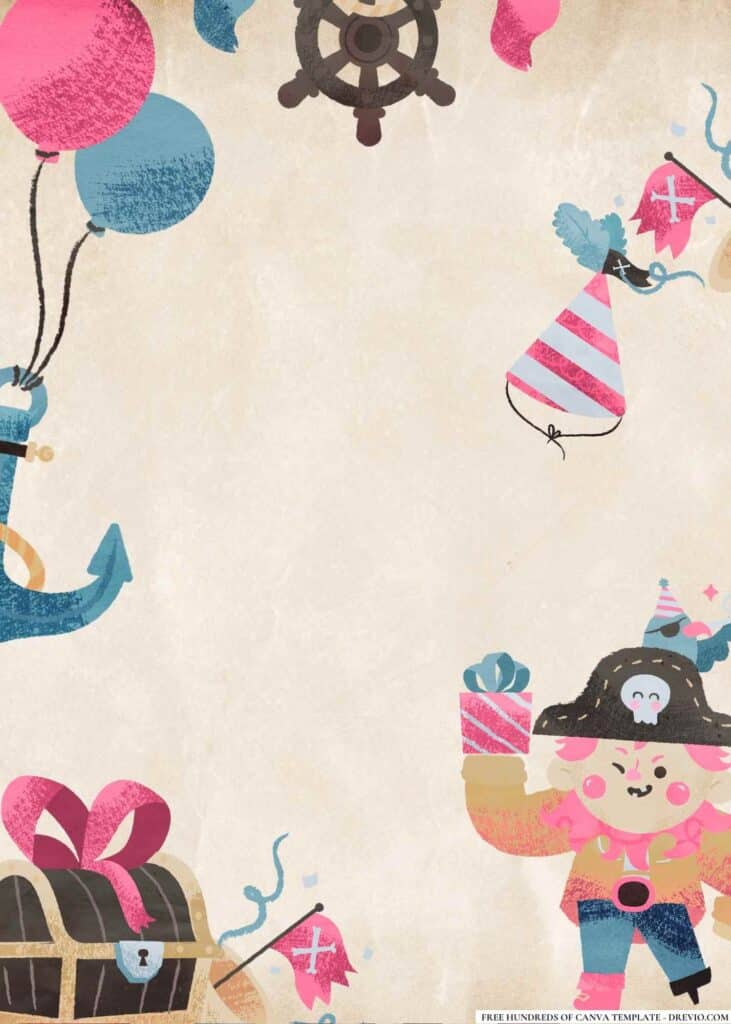 FREE Pirate Adventure Birthday Canva Templates 12