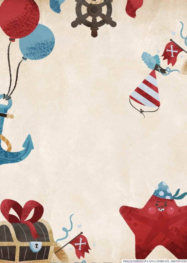 FREE Pirate Adventure Birthday Canva Templates 14