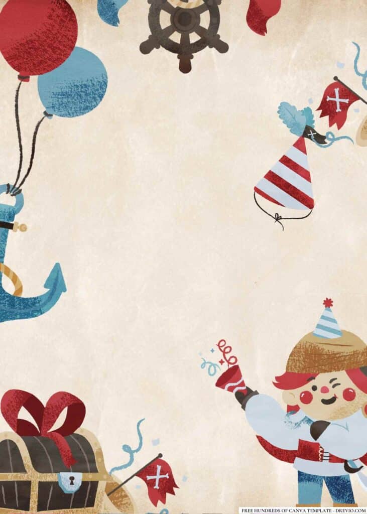 FREE Pirate Adventure Birthday Canva Templates 2