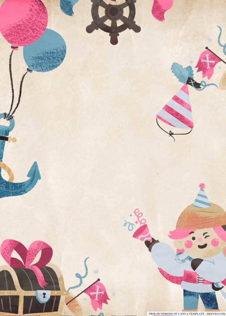 FREE Pirate Adventure Birthday Canva Templates 4