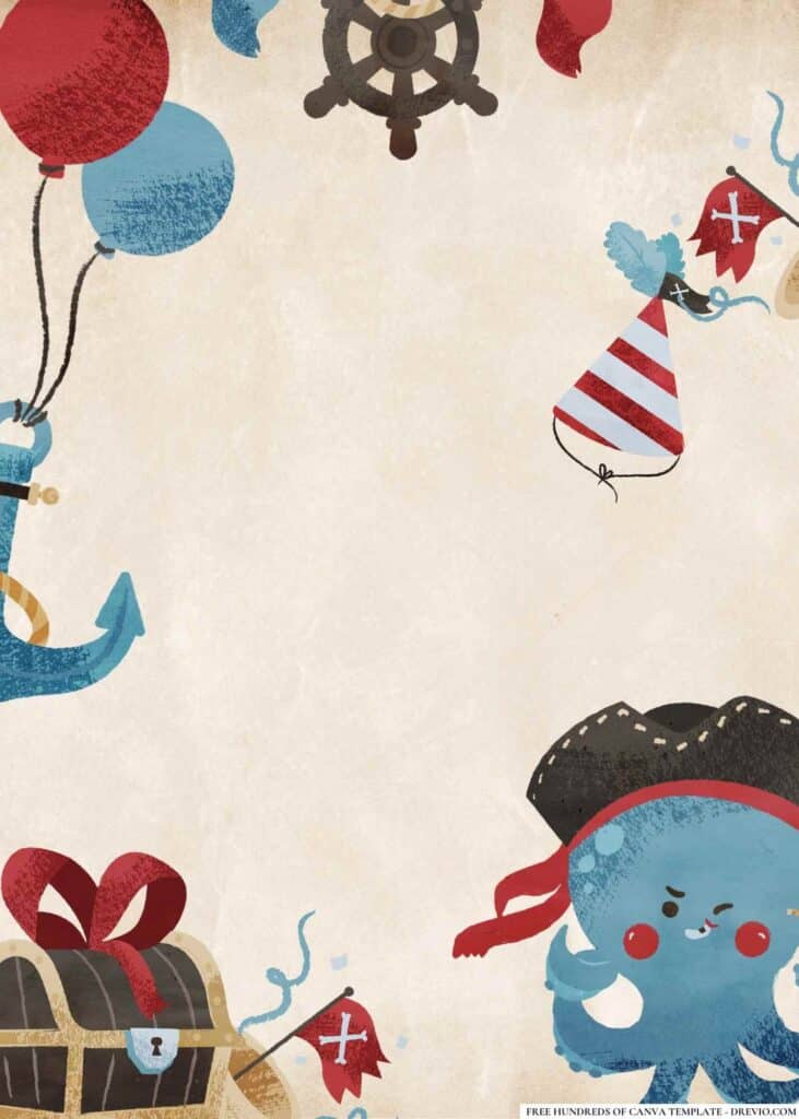 FREE Pirate Adventure Birthday Canva Templates 6