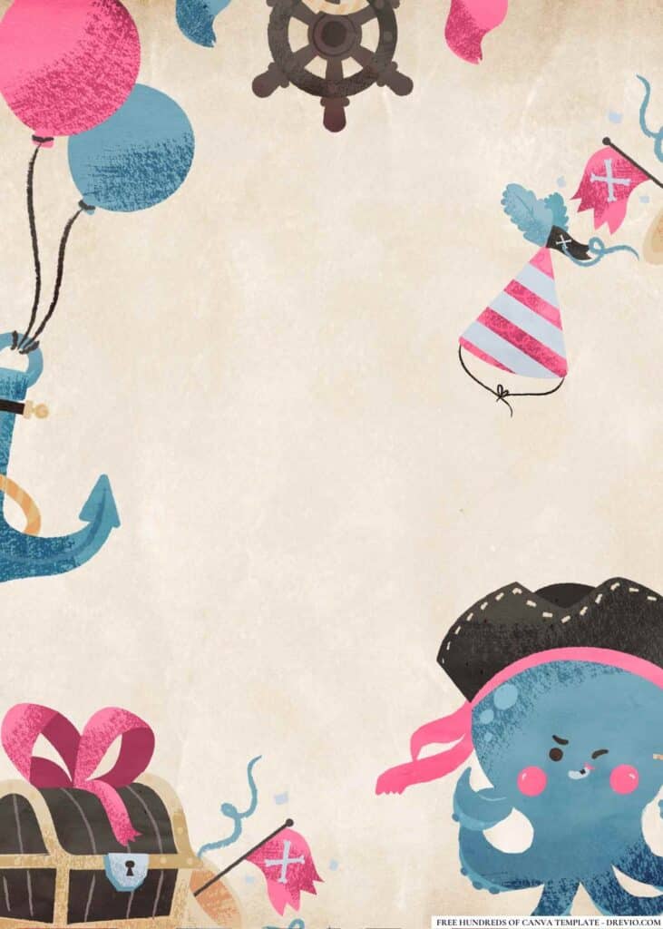 FREE Pirate Adventure Birthday Canva Templates 8