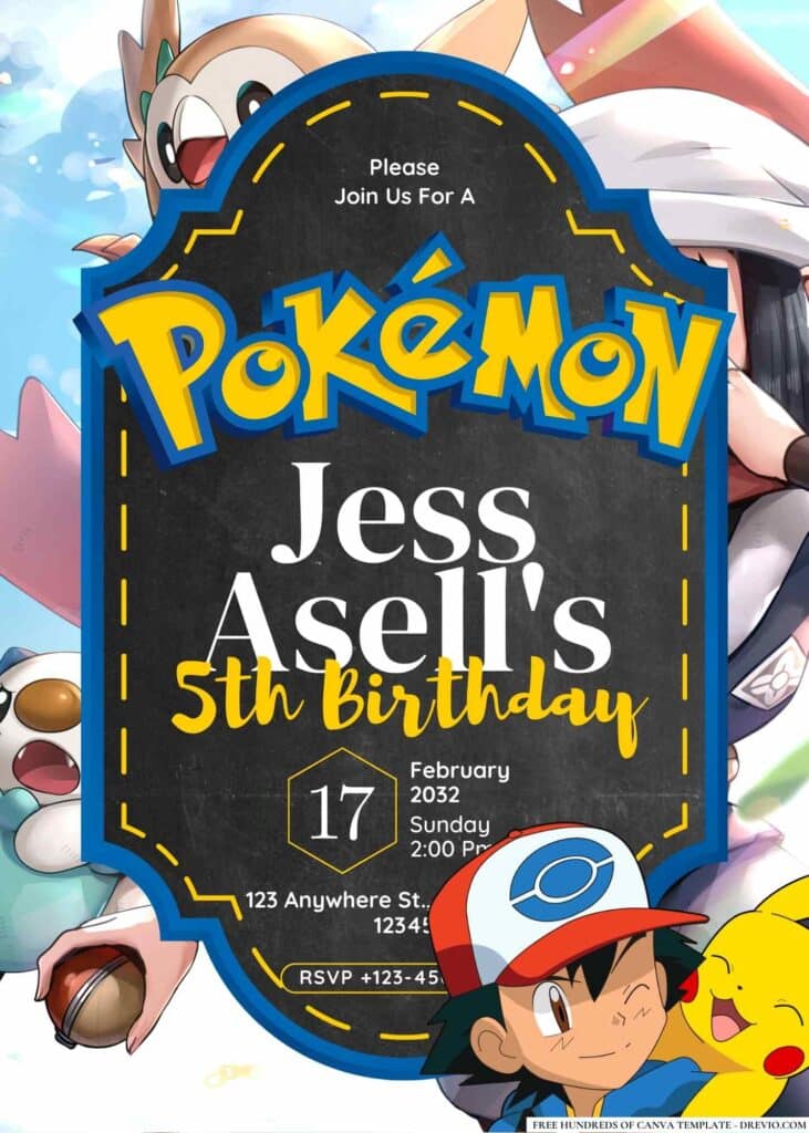 Free Editable Pokemon Birthday Invitations