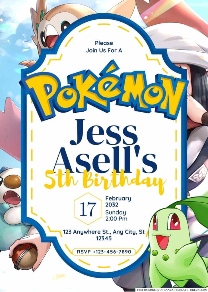 Free Editable Pokemon Birthday Invitations