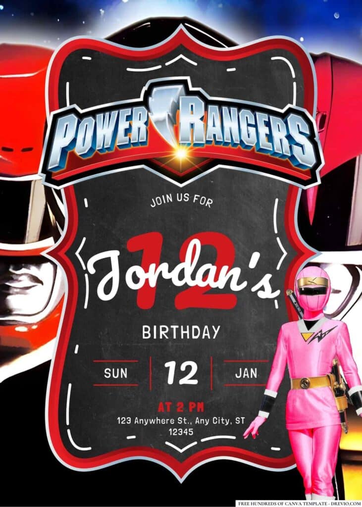 FREE Power Rangers Birthday Invitations