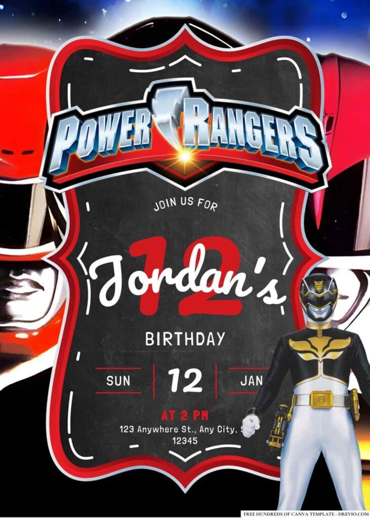 FREE Power Rangers Birthday Invitations