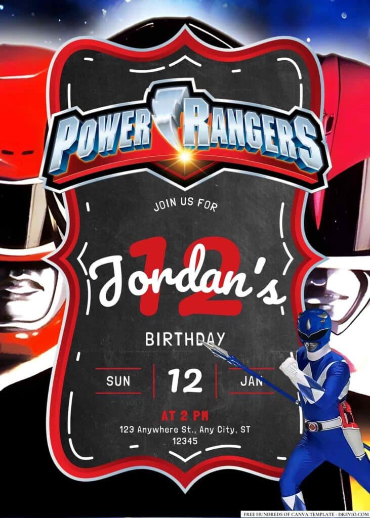 FREE Editable Power Rangers Birthday Invitations