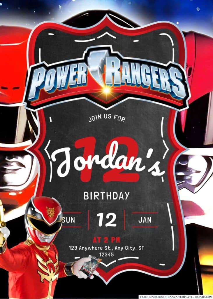 FREE Power Rangers Birthday Invitations