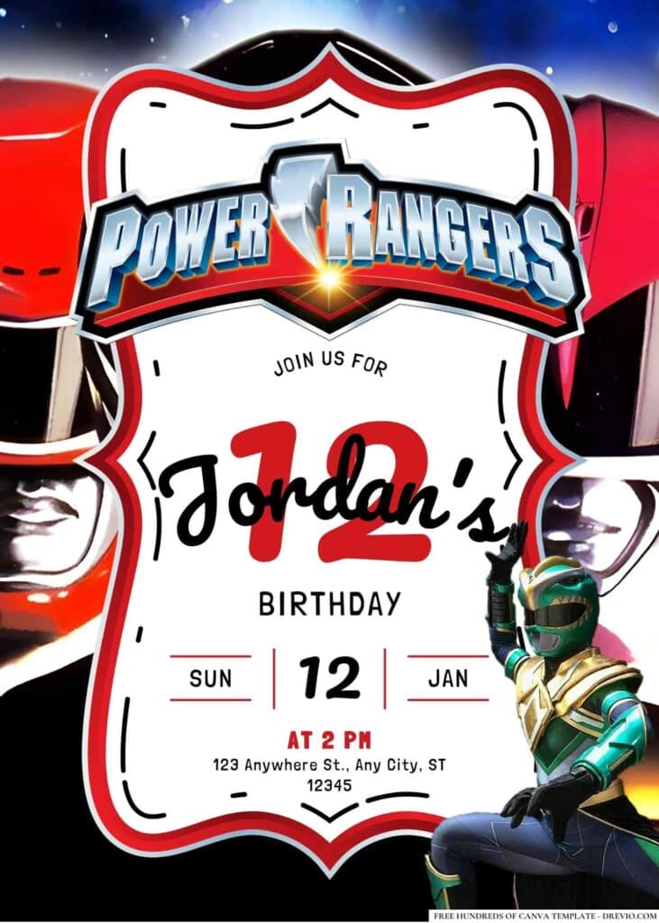 FREE Power Rangers Birthday Invitations