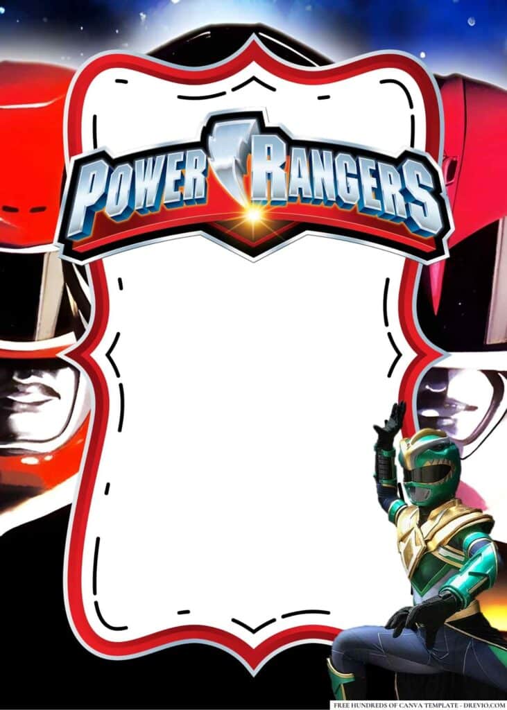 FREE Power Rangers Birthday Canva Templates 6