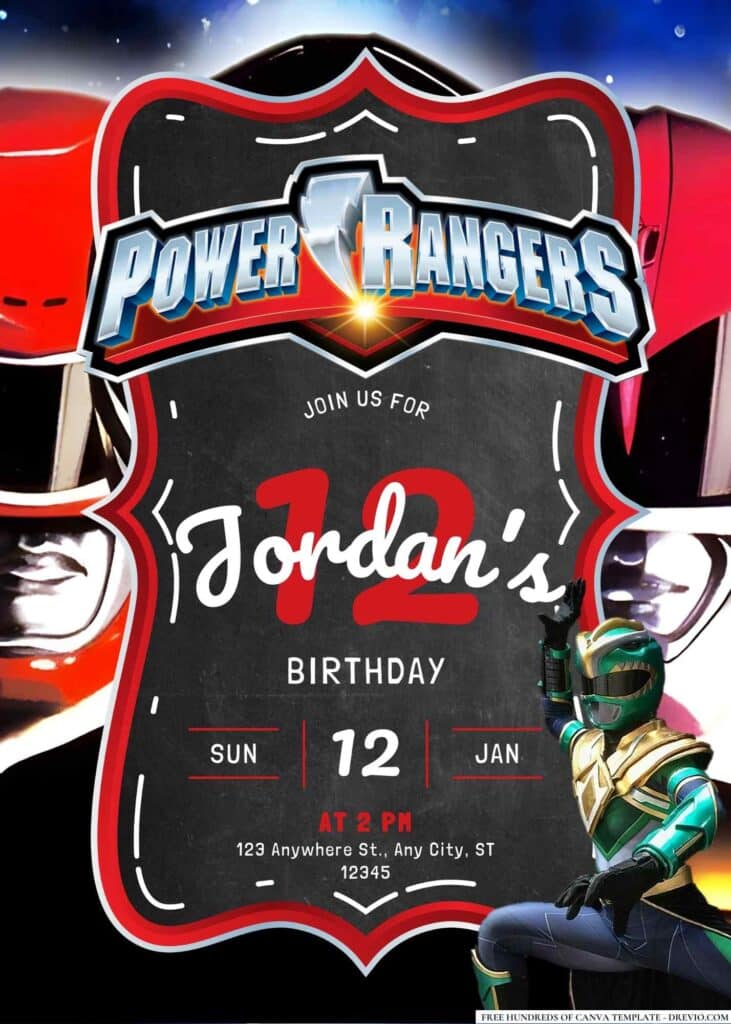 FREE Power Rangers Birthday Invitations
