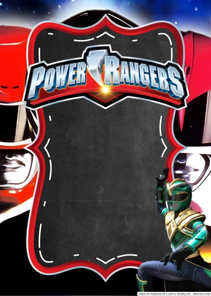 FREE Power Rangers Birthday Canva Templates 8