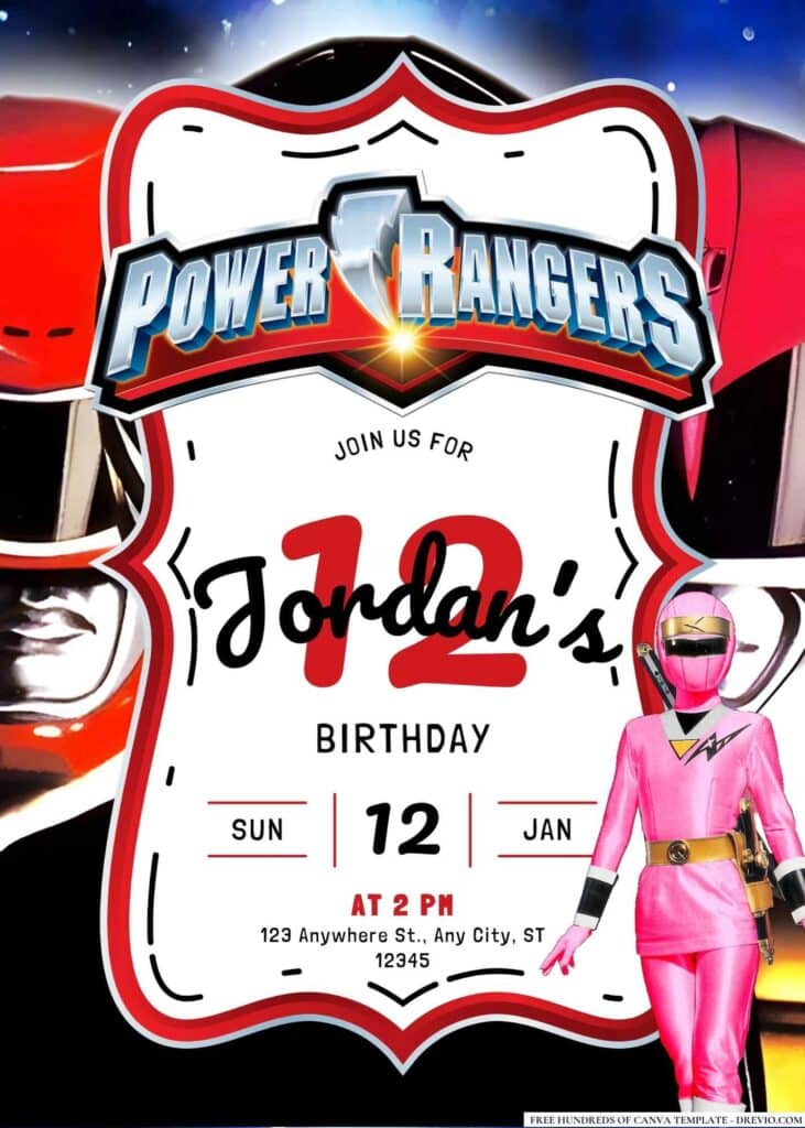 FREE Power Rangers Birthday Invitations