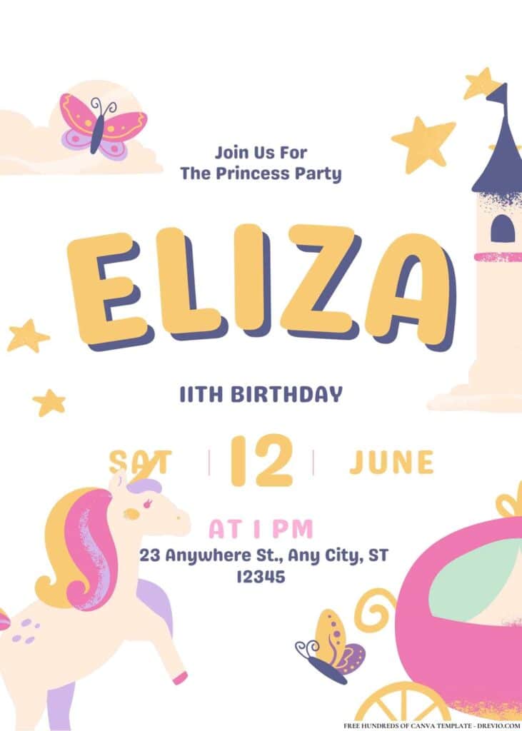 FREE Princess Birthday Invitations