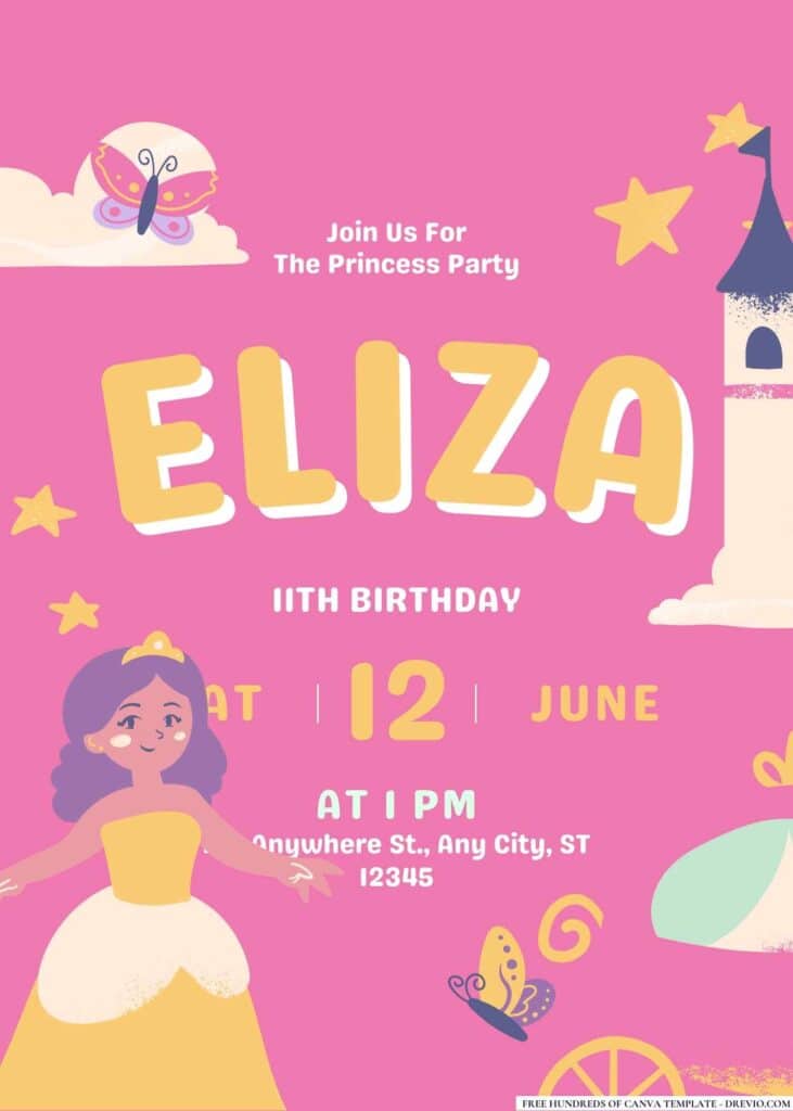 FREE Princess Birthday Invitations