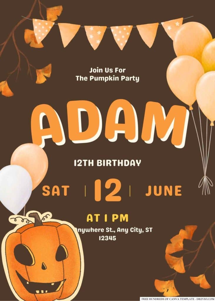 FREE Pumpkin Birthday Invitations