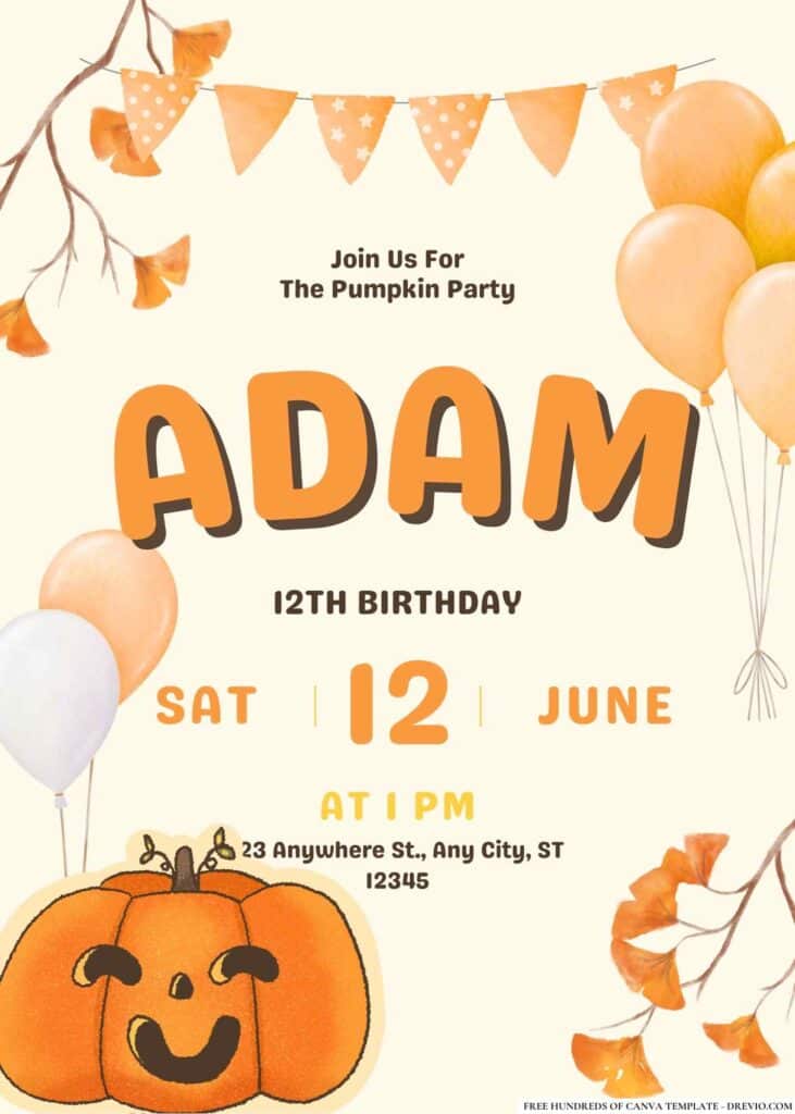 FREE Pumpkin Birthday Invitations