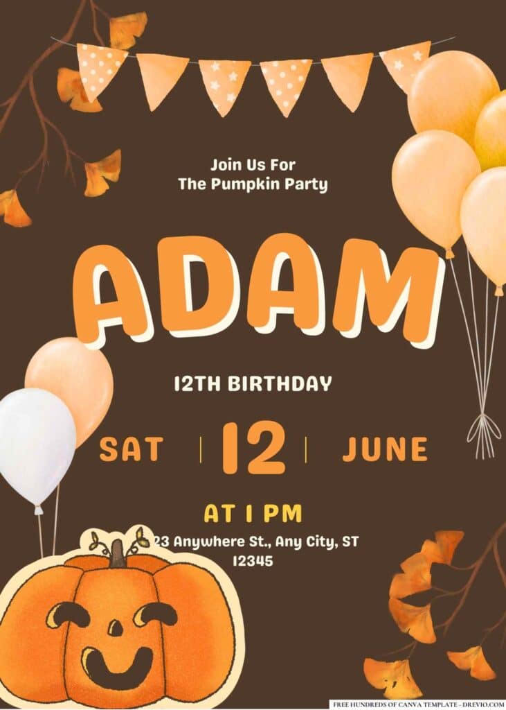 FREE Pumpkin Birthday Invitations