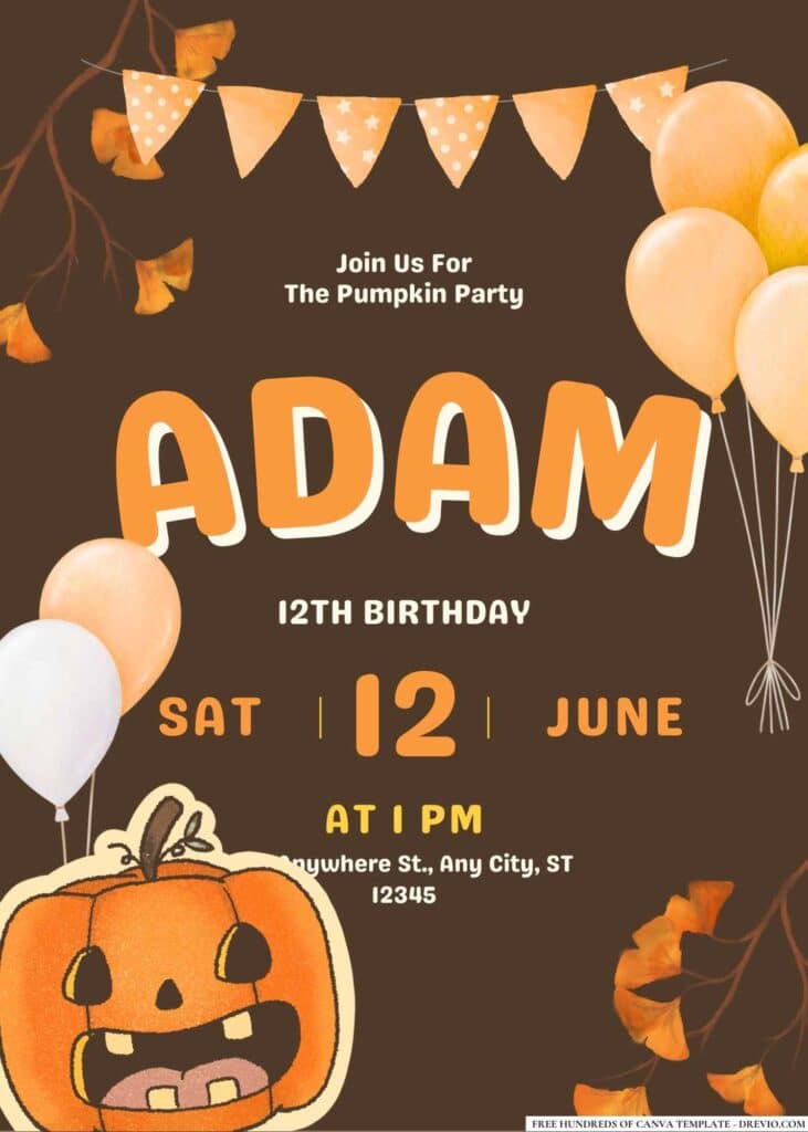 FREE Pumpkin Birthday Invitations