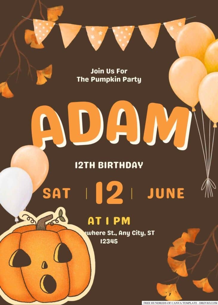 FREE Pumpkin Birthday Invitations