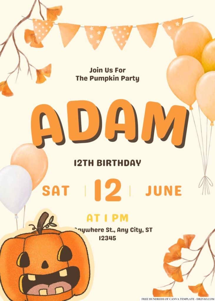 FREE Pumpkin Birthday Invitations
