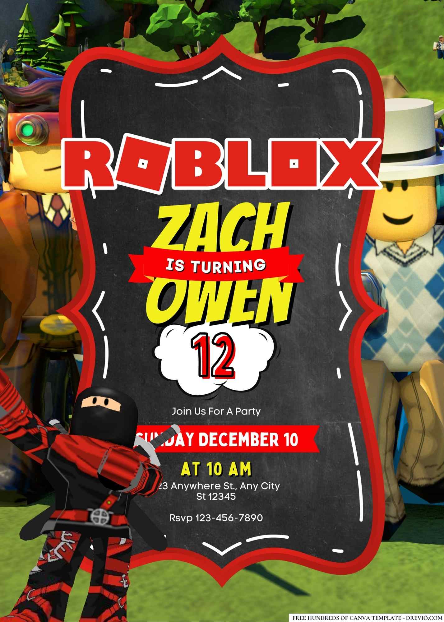 FREE Roblox Birthday Invitations