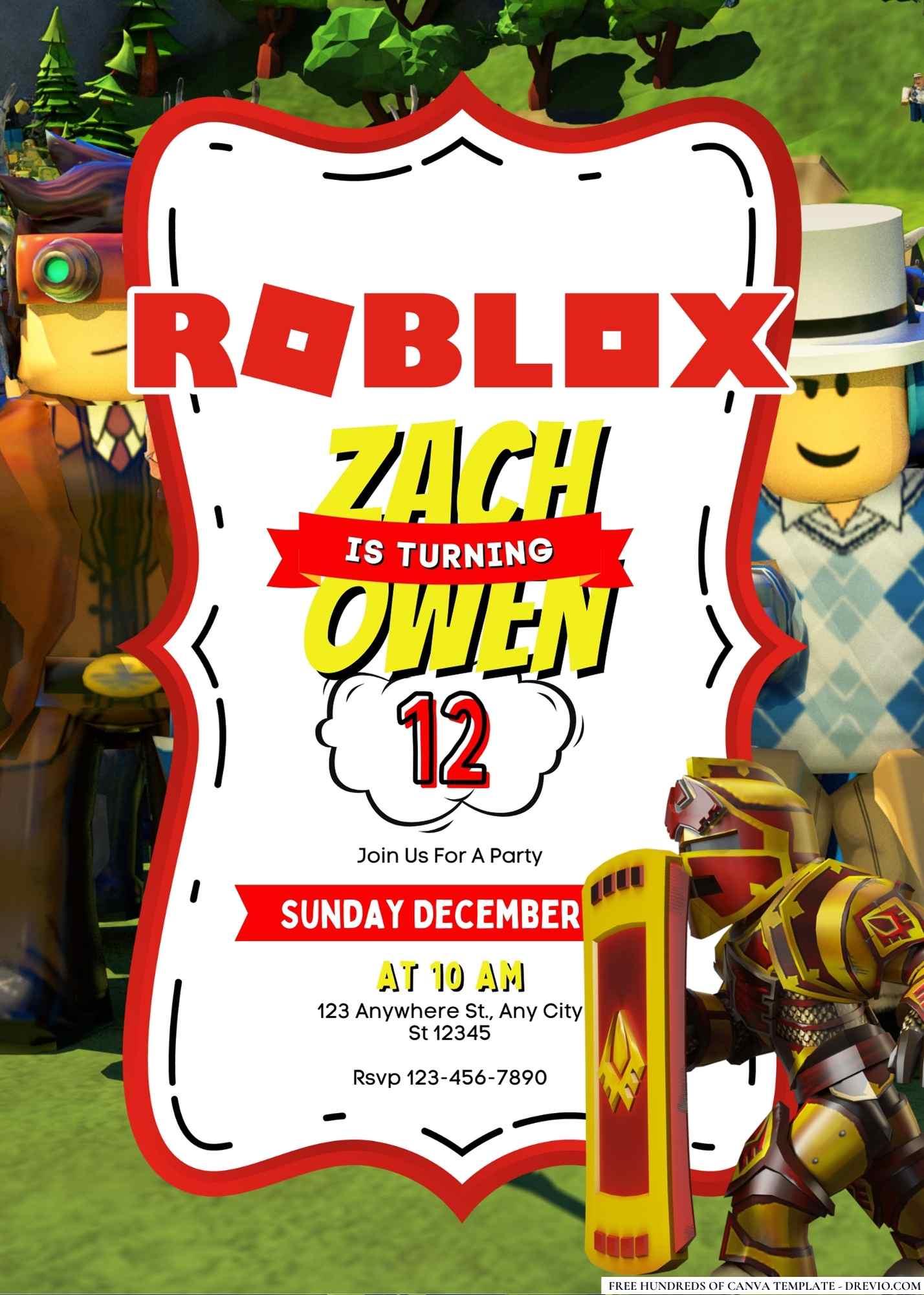 FREE Roblox Birthday Invitations