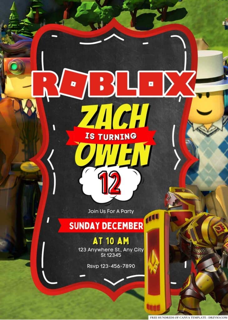 FREE Roblox Birthday Invitations