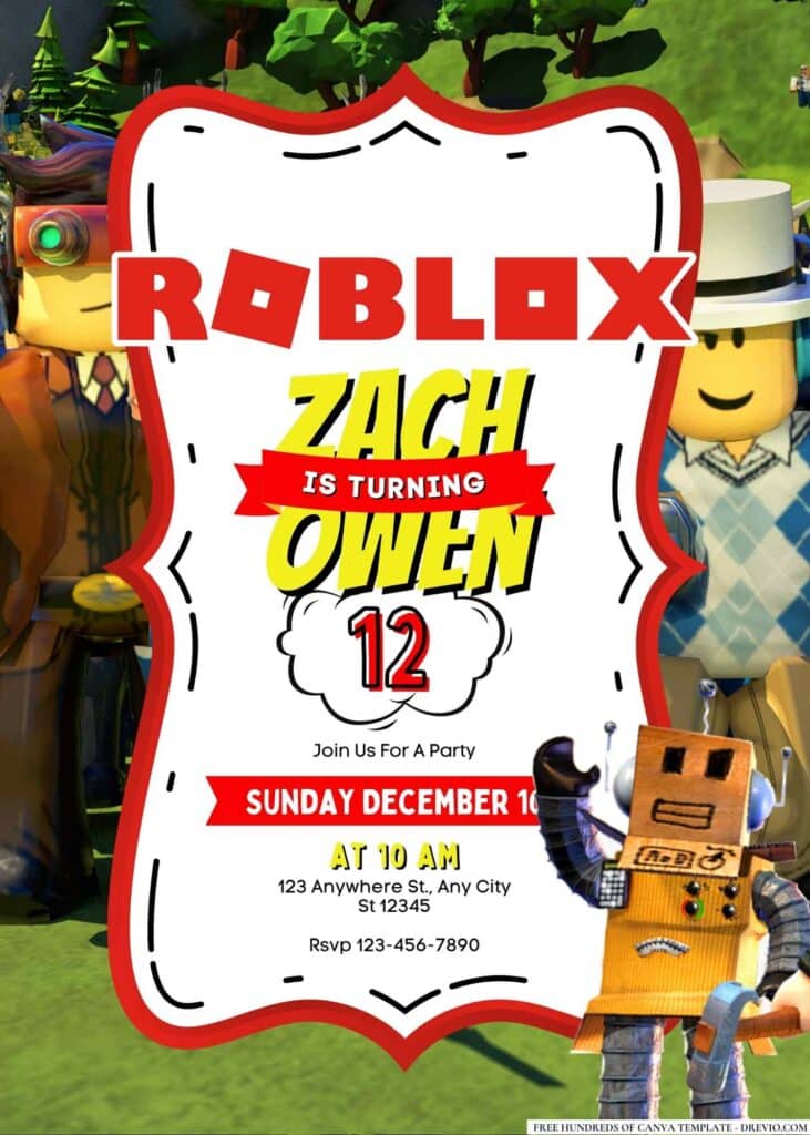 FREE Roblox Birthday Invitations