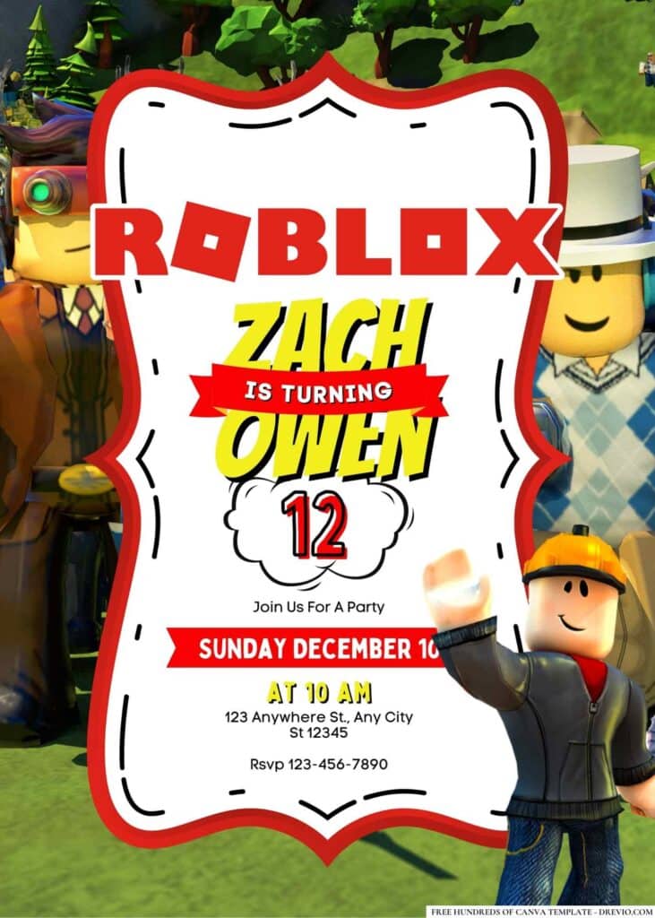 FREE Roblox Birthday Invitations