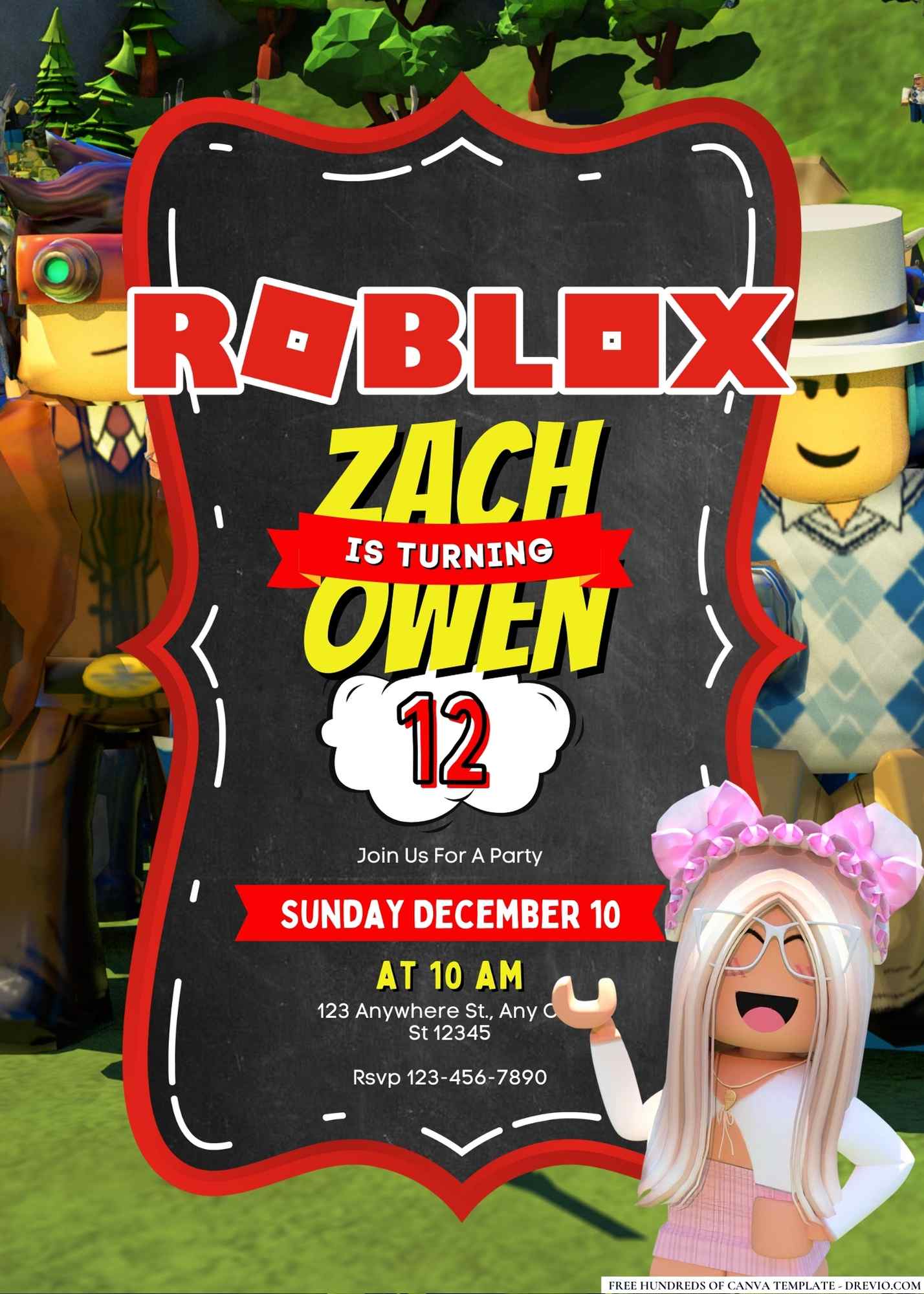 FREE Roblox Birthday Invitations