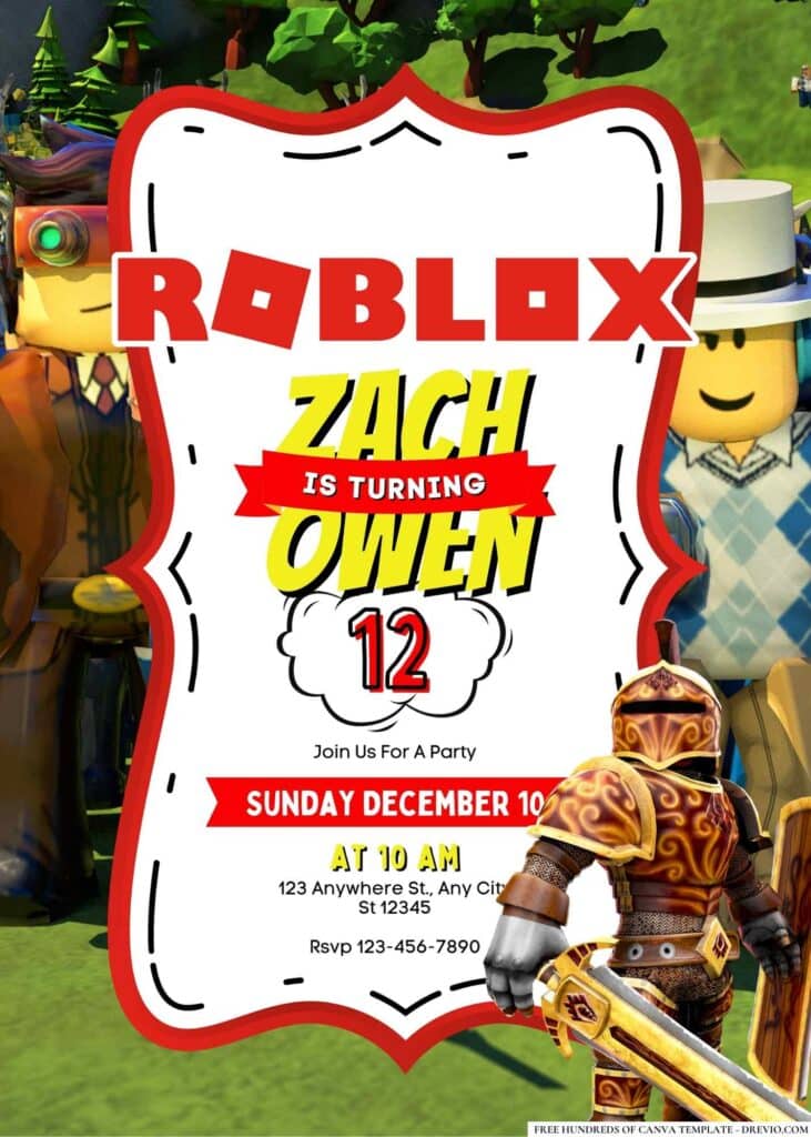 FREE Roblox Birthday Invitations