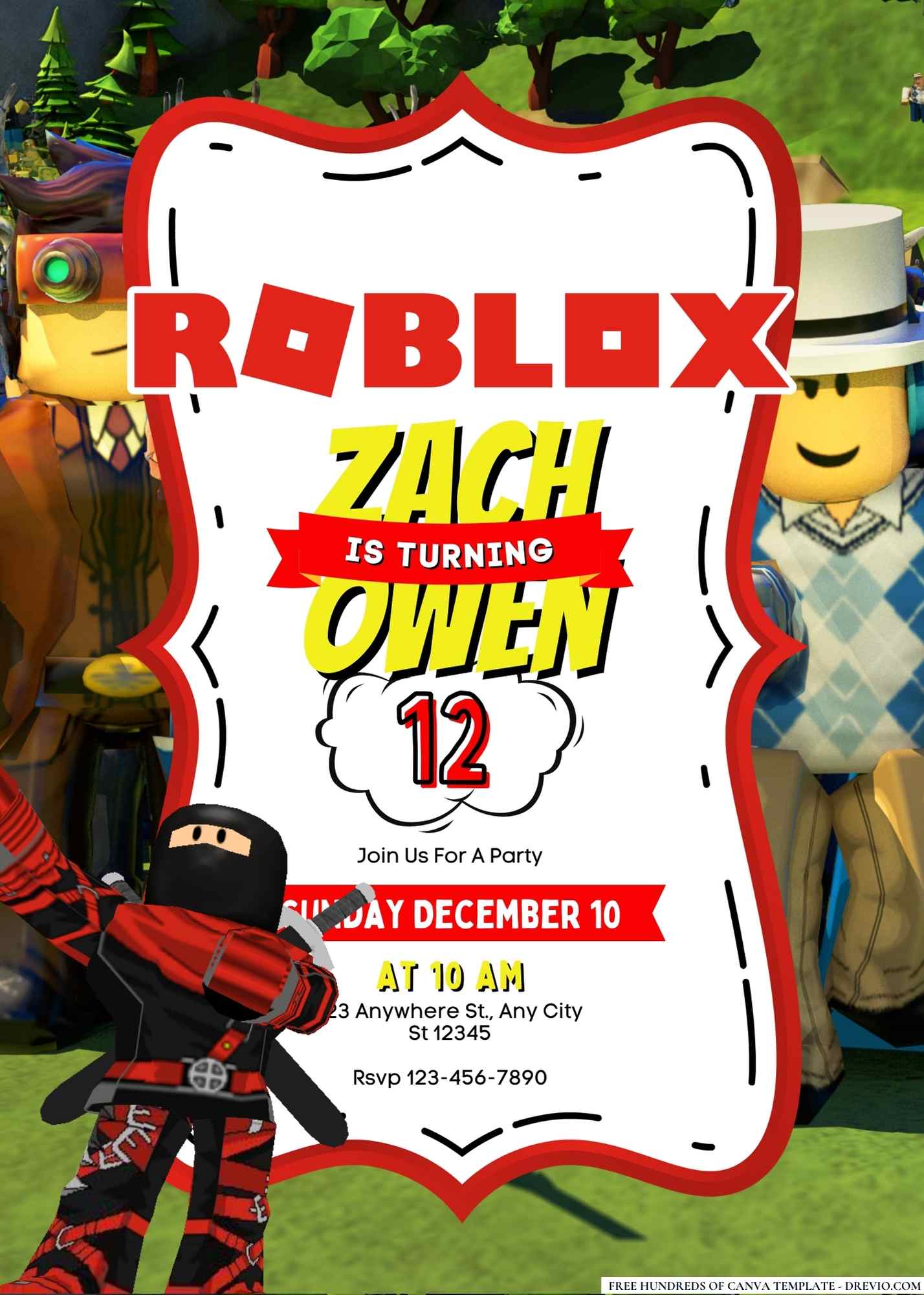 FREE Roblox Birthday Invitations