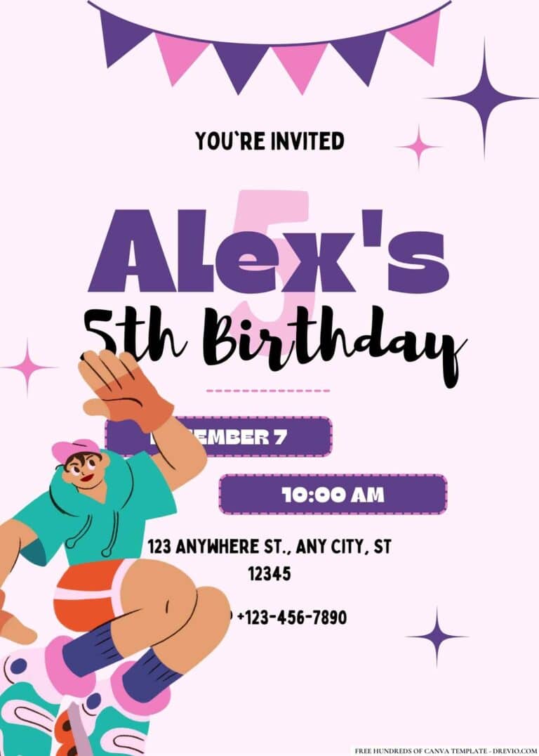 FREE Roller Skate Birthday Invitations