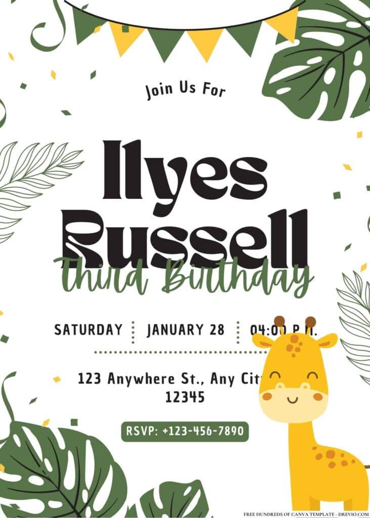 FREE Safari Birthday Invitations