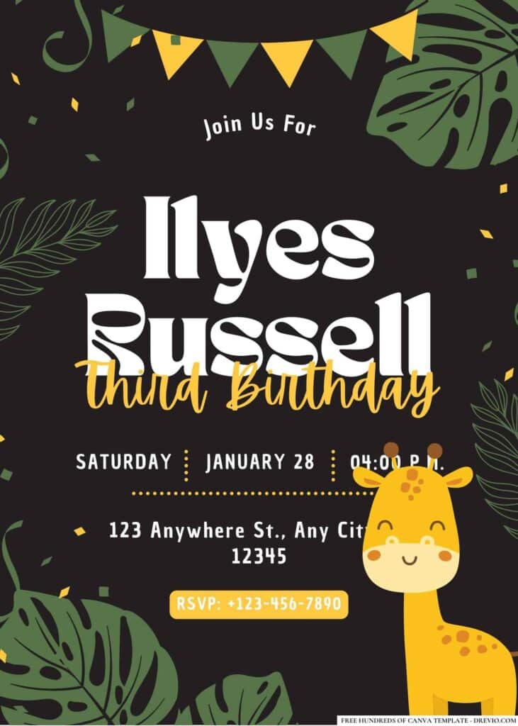 FREE Safari Birthday Invitations