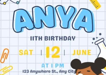 FREE Science Lab Adventure Birthday Canva Templates 9