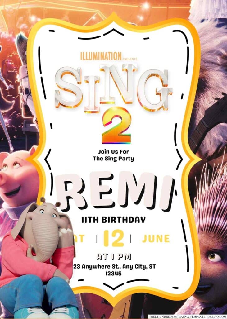 Free Sing 2 Birthday Invitations