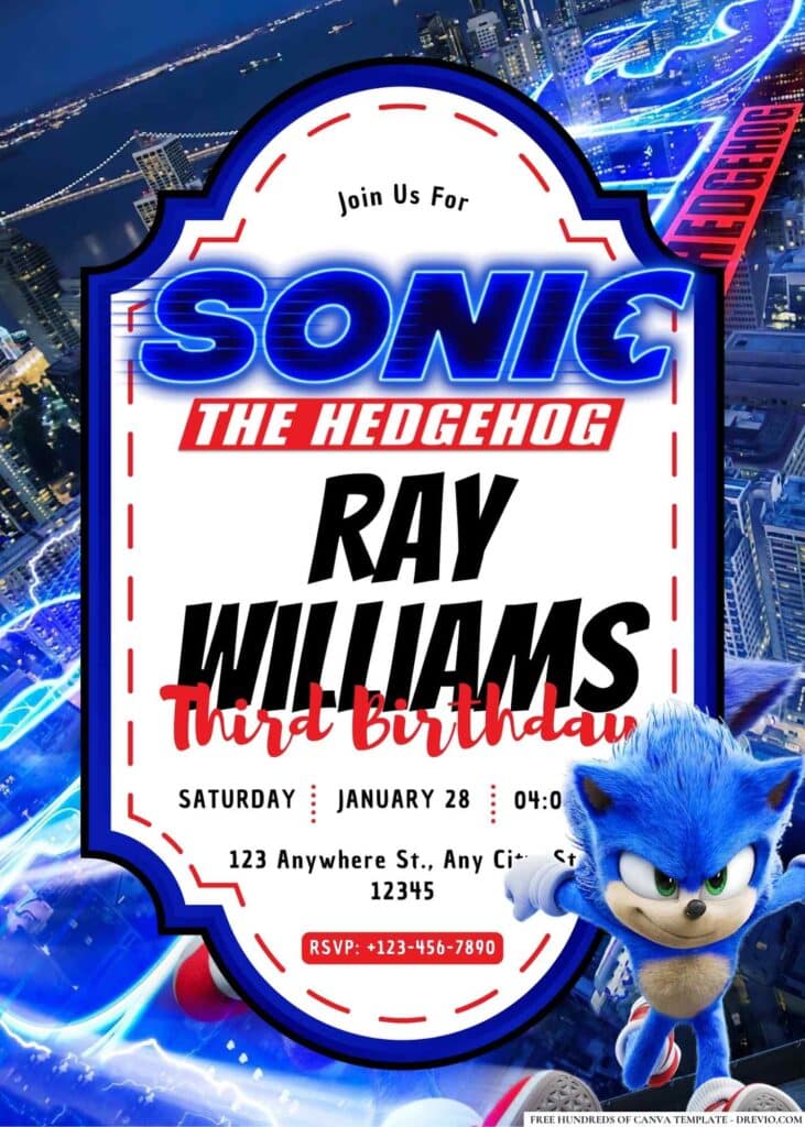 FREE Sonic Birthday Invitations