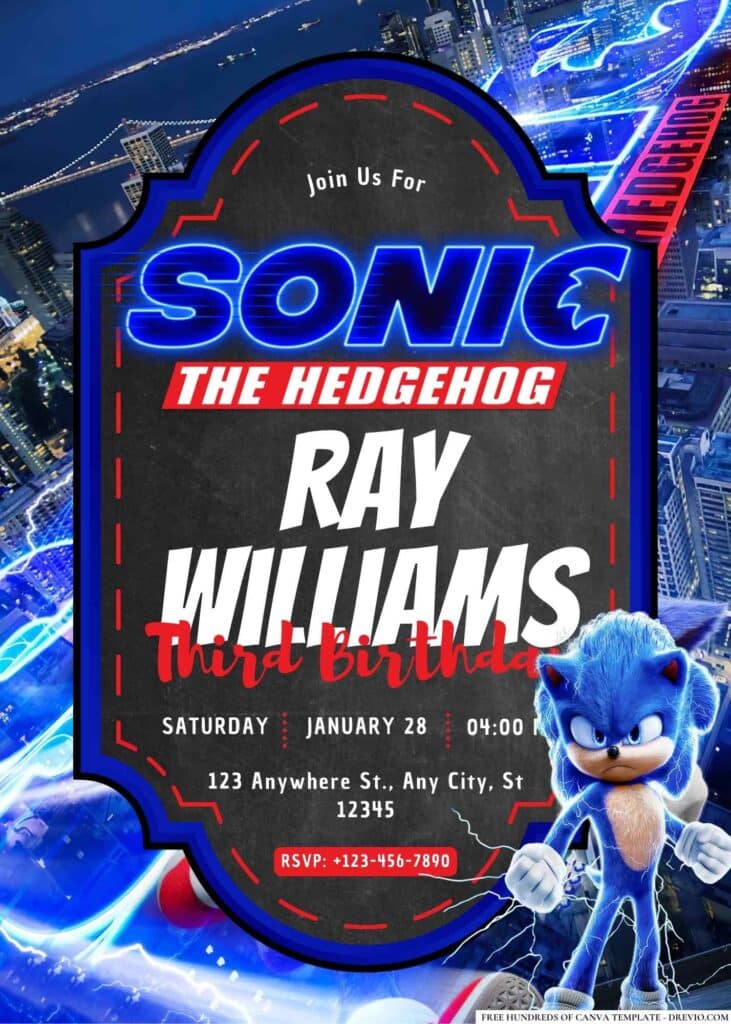 FREE Sonic Birthday Invitations