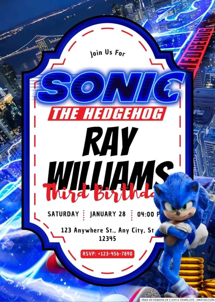 FREE Sonic Birthday Invitations