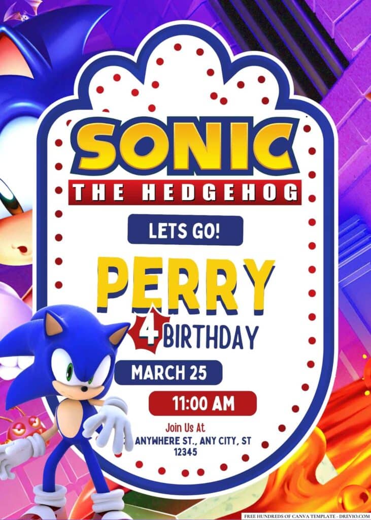 FREE Sonic Birthday Invitations