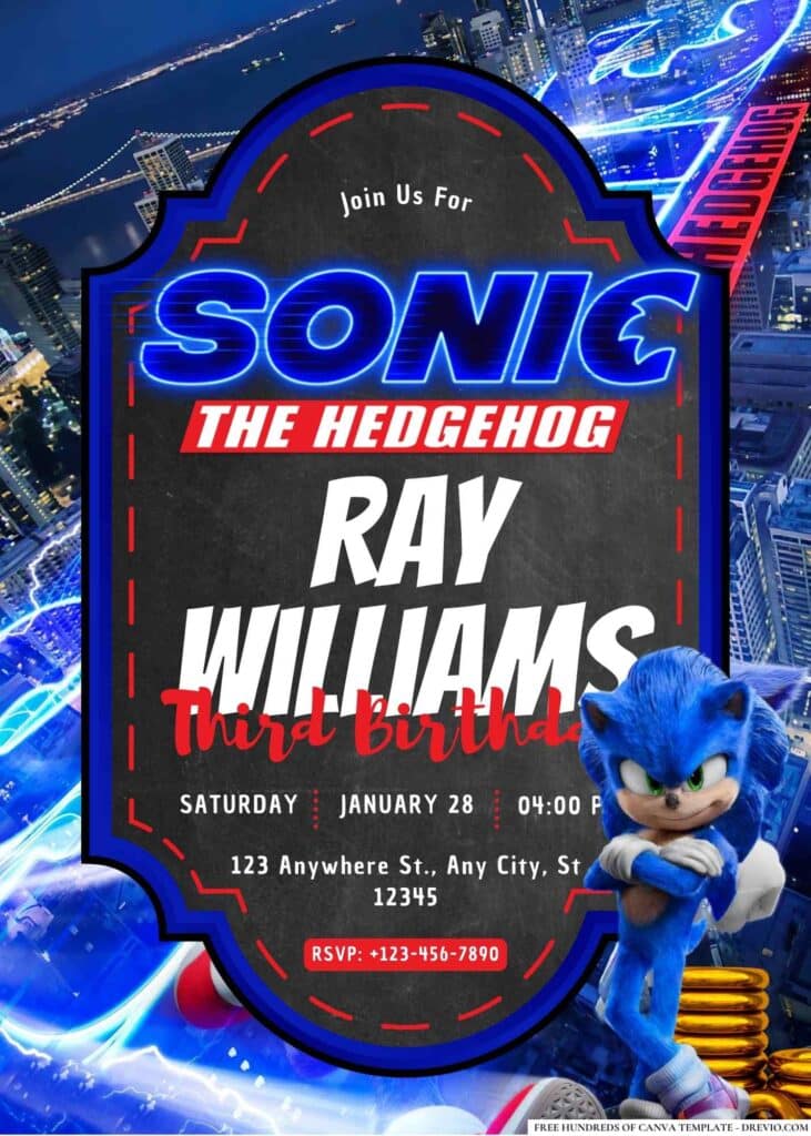 FREE Sonic Birthday Invitations