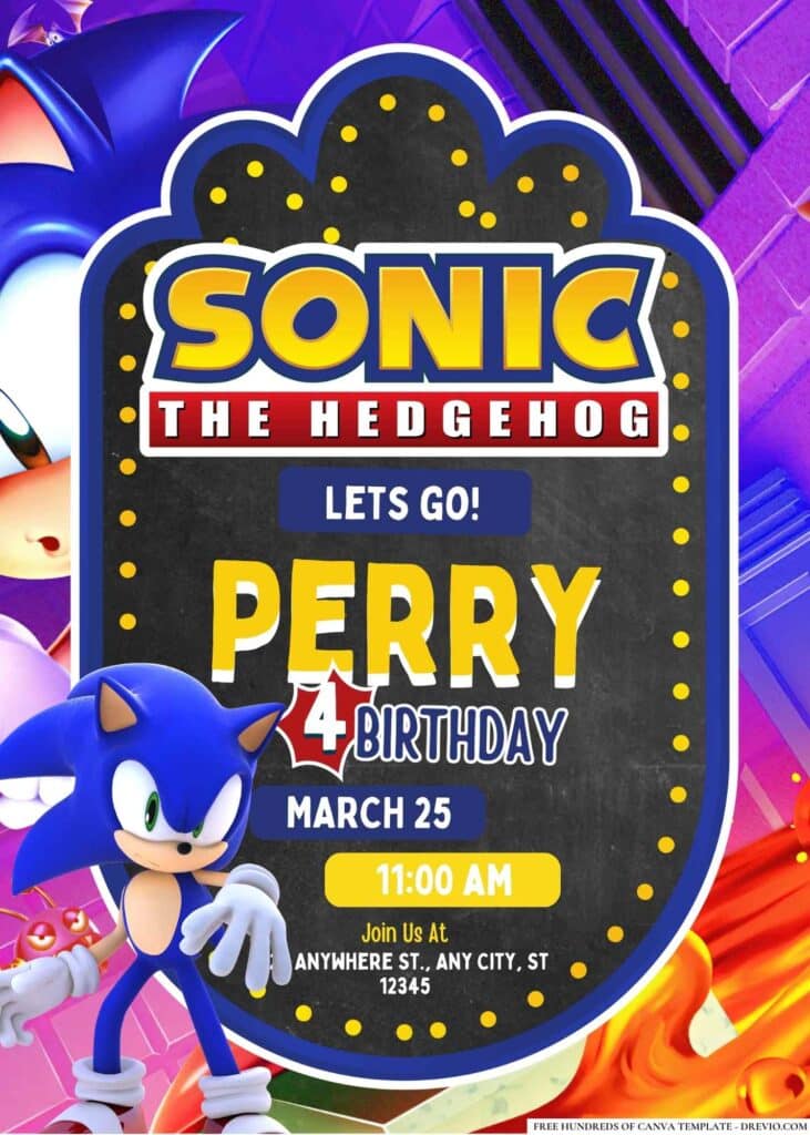 FREE Sonic Birthday Invitations