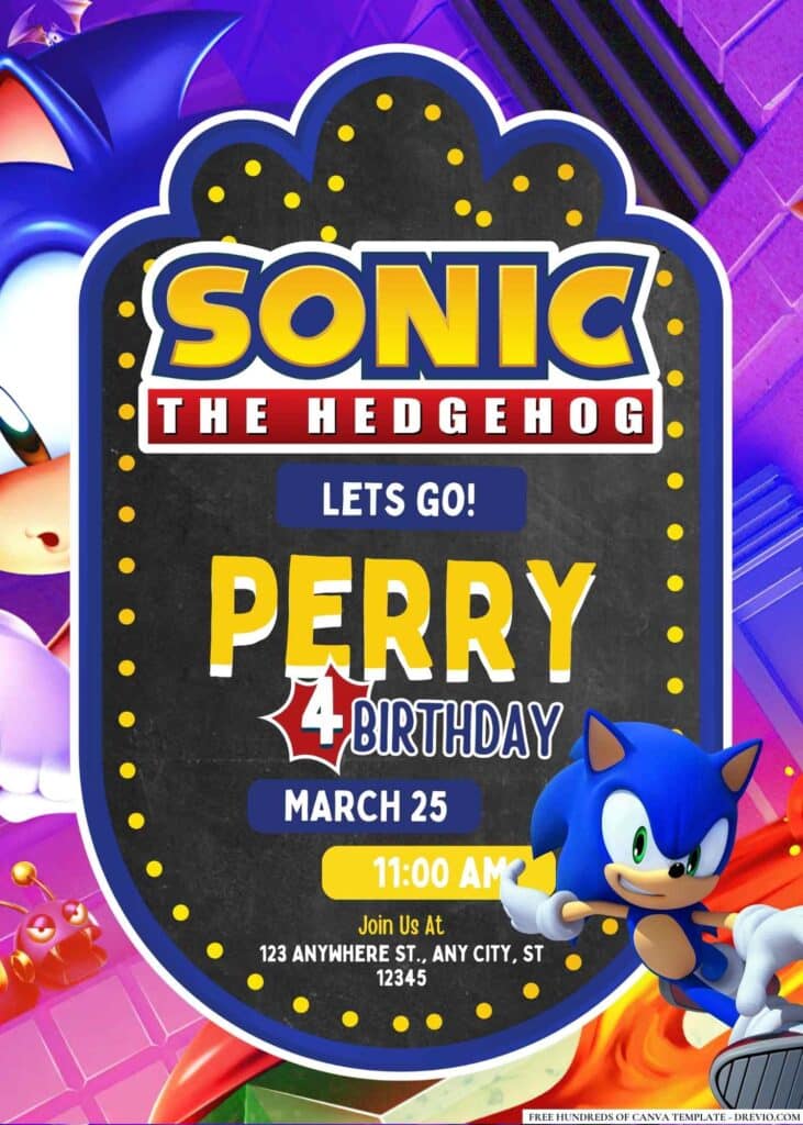 FREE Sonic Birthday Invitations